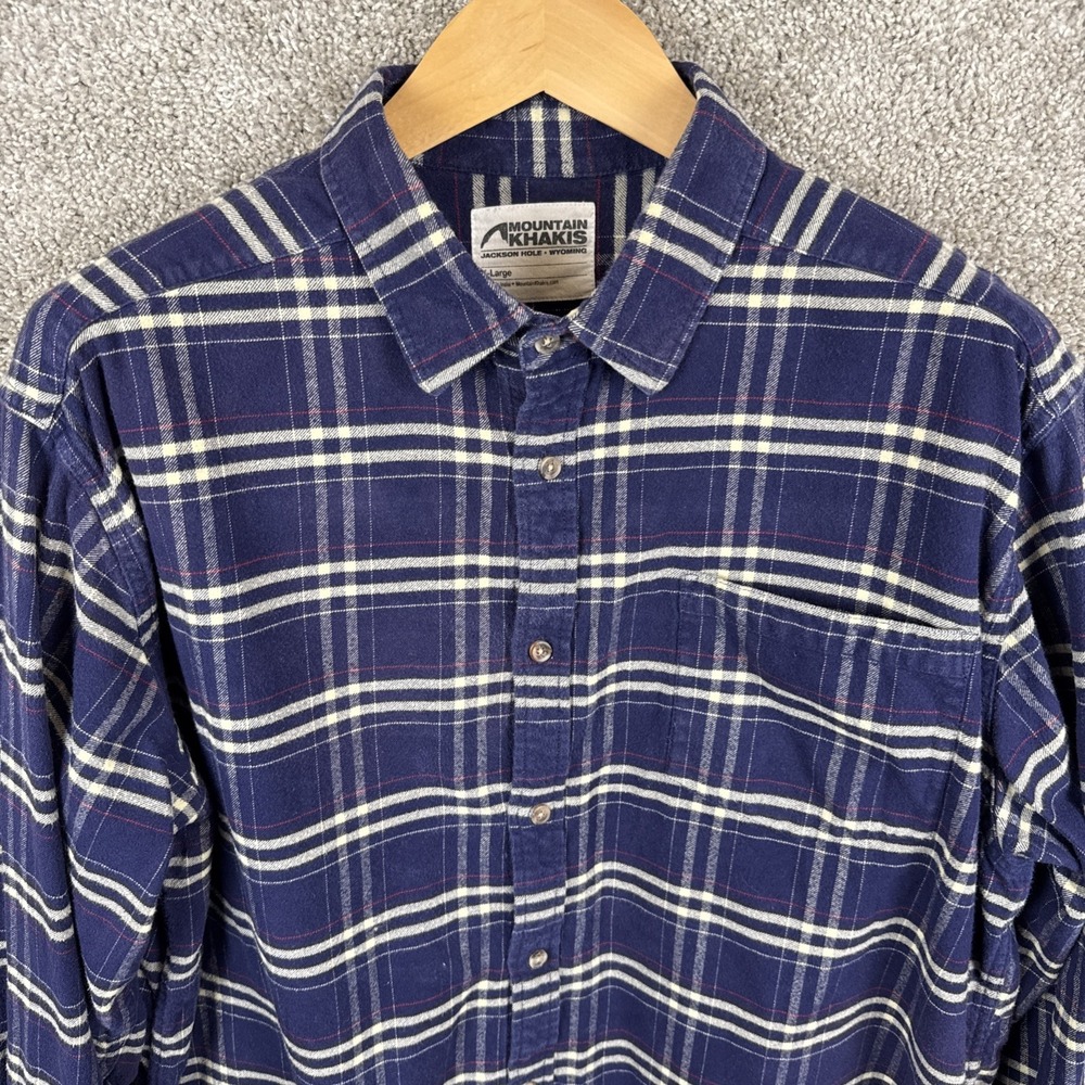 Mountain Khakis Peden Flannel Shirt Mens XL Blue Plaid Button-Up Outdoor Relaxed